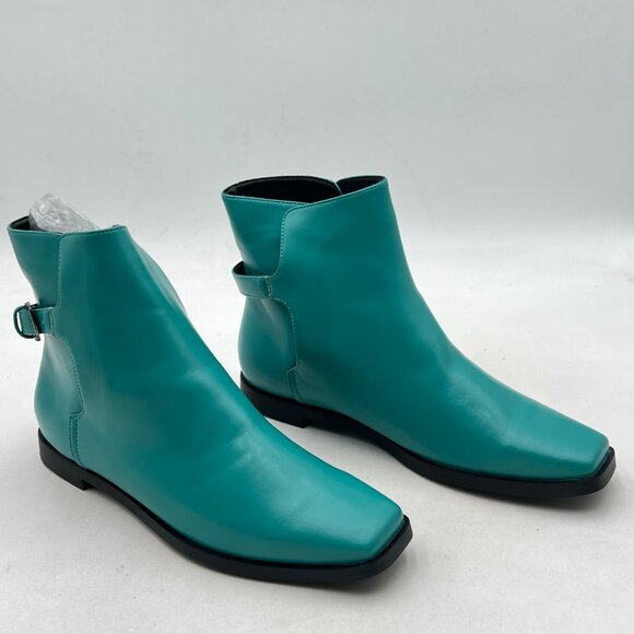 Elegant Teal Ankle Boots with Buckle - Picture 3 of 7